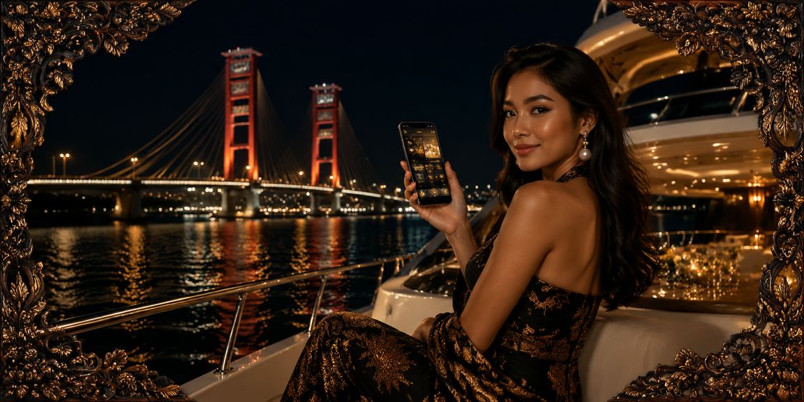 Model Vietnam mengakses casino mobile dengan tampilan antarmuka modern di layar smartphone
